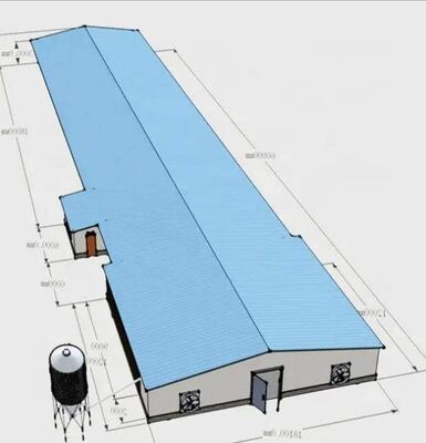 Afrika 100 x 20 m isolierter Hühnerstall mit vorgefertigter Stahlkonstruktion