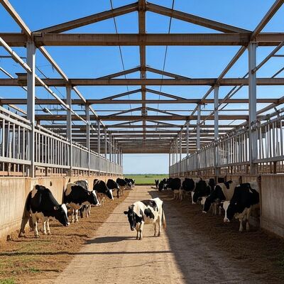 Vorgefertigte Gebäude Geflügelhaus Stahlkonstruktion Geflügelfarmhaus Stahlbauwerk für Kuhschuppen